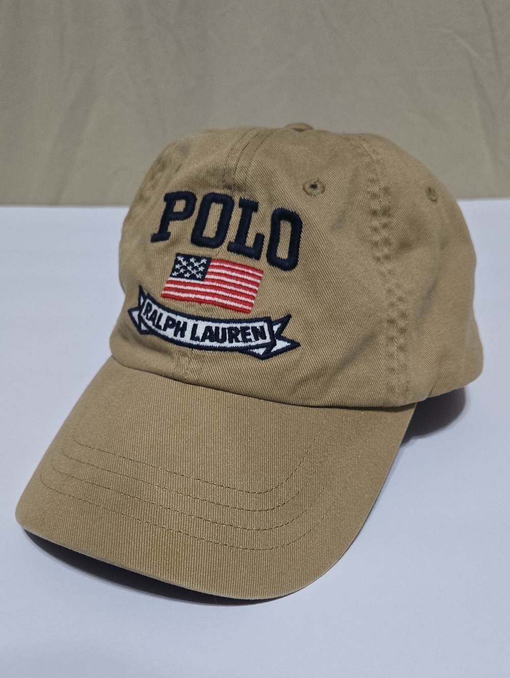 RARE Vintage Polo Ralph Lauren USA Flag With banner , Embroidery Front And Back